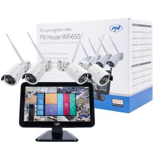 Kit vidéosurveillance WiFi Full HD avec moniteur LCD 12" et 4 caméras P2P PNI House WiFi650