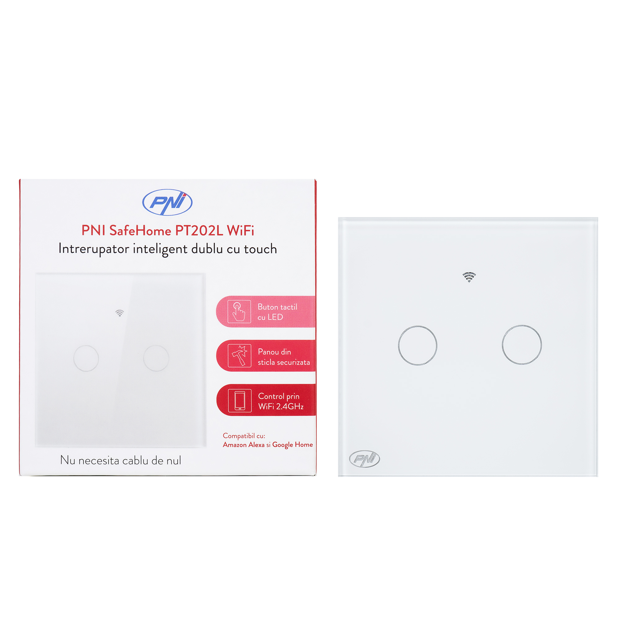 Interrupteur intelligent tactile WiFi PNI SafeHome PT202L