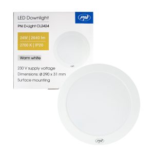 Plafonnier LED Rond PNI D-Light CL2424 24W 2640 lm – Blanc Chaud 2700K, Ø29 cm, 230V