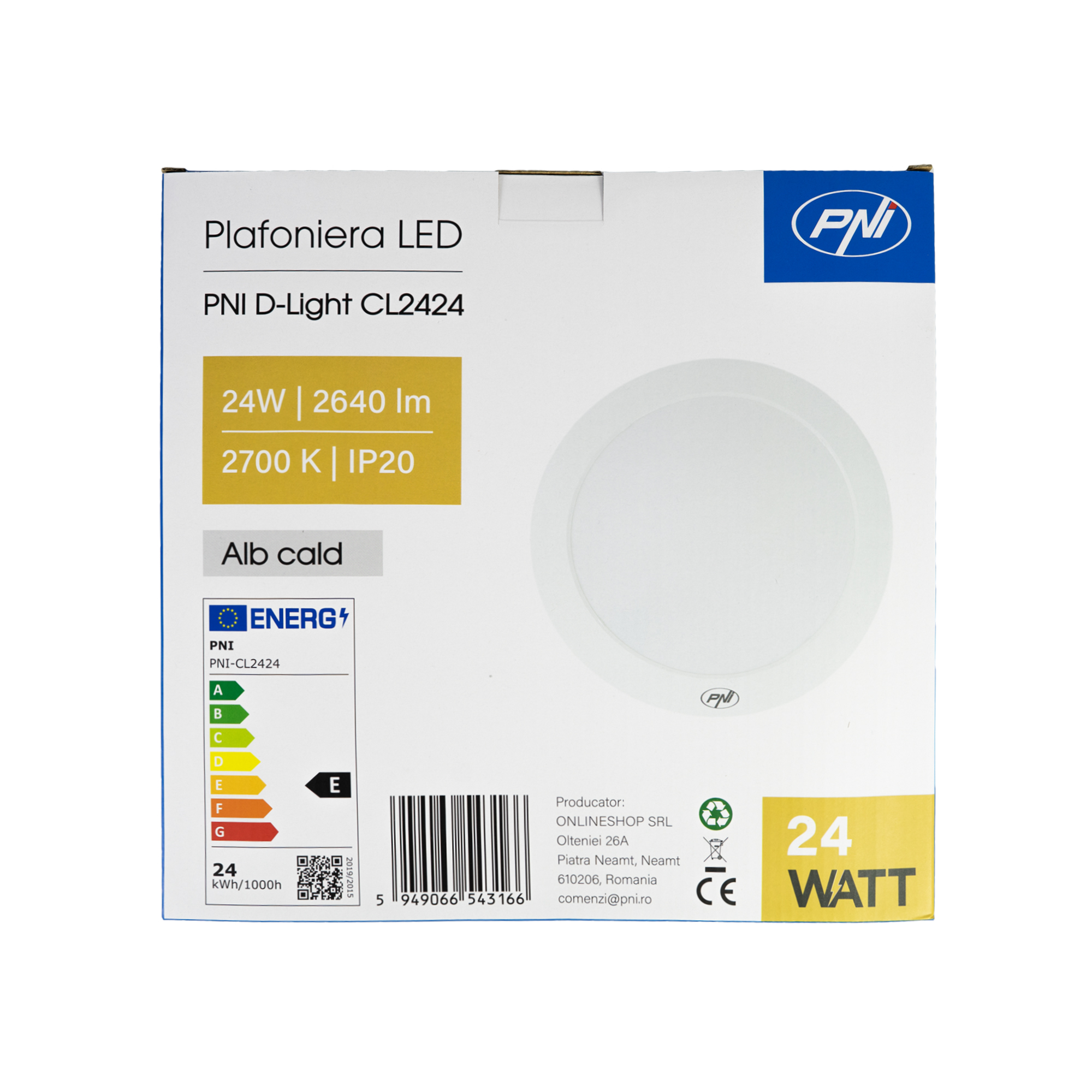 Plafonnier LED Rond PNI D-Light CL2424 24W 2640 lm – Blanc Chaud 2700K, Ø29 cm, 230V – Image 9