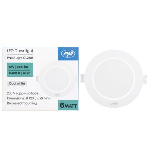 Spot LED Encastrable 6W PNI D-Light CL2506 – 660 Lumens, Blanc Froid 6400K, Downlight Rond Intérieur