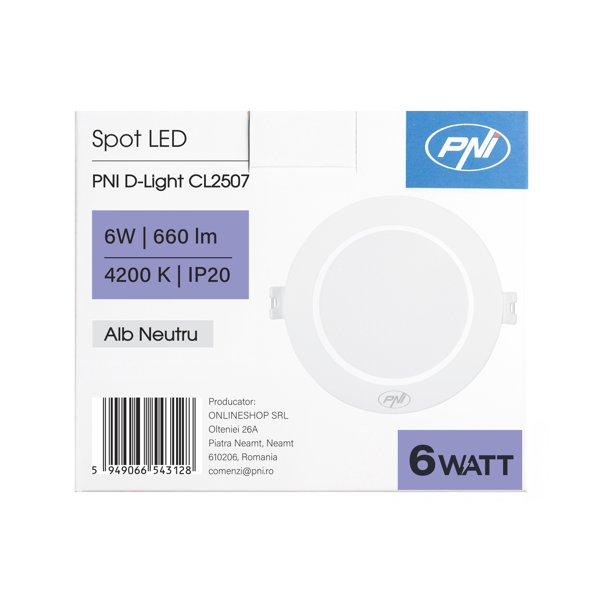 Spot LED Encastrable 6W PNI D-Light CL2507 – 660 Lumens, Blanc Neutre 4200K, Downlight Rond Intérieur – Image 7