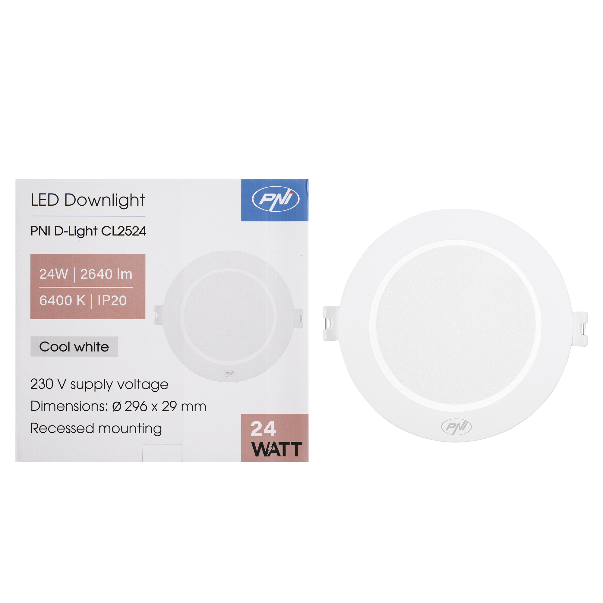 Spot LED Encastrable Rond PNI D-Light CL2524 24W 2640 lm – Blanc Froid 6400K, Ø29 cm, 230V – Image 5