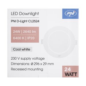Spot LED Encastrable Rond PNI D-Light CL2524 24W 2640 lm – Blanc Froid 6400K, Ø29 cm, 230V