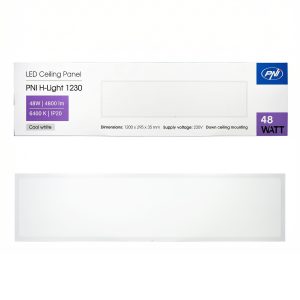 Panneau LED Encastrable PNI H-Light 1230 48W 4800 lm – 1200 x 300 mm, Blanc Froid 6400K, Intérieur