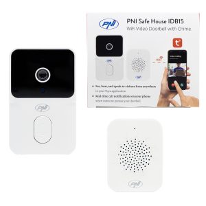 Sonnette vidéo WiFi connectée PNI IDB15 avec batterie, vision nocturne et application Tuya