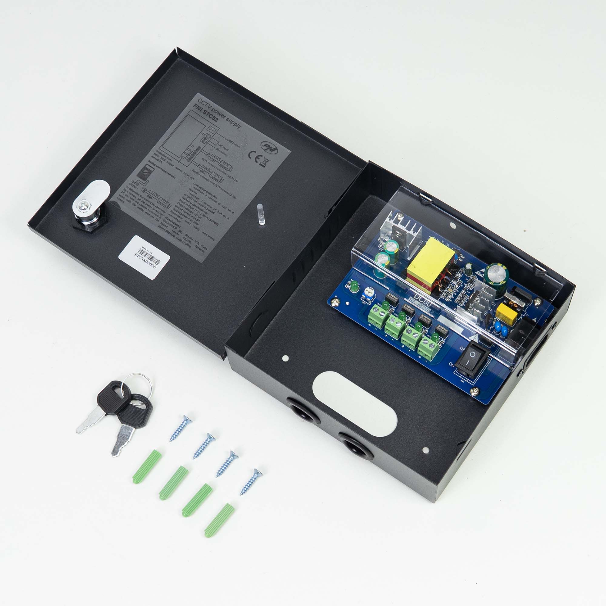 Alimentation 12V 5A 60W pour vidéosurveillance PNI STC52 – Boîtier métallique 4 sorties CCTV – Image 3