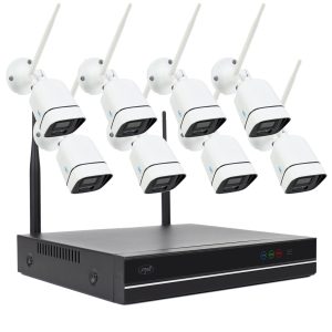Kit vidéosurveillance WiFi 8 caméras extérieures sans fil 3MP avec NVR 8 canaux PNI