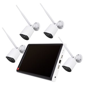 Kit vidéosurveillance WiFi avec écran LCD et 4 caméras extérieures sans fil 3MP IP66 PNI